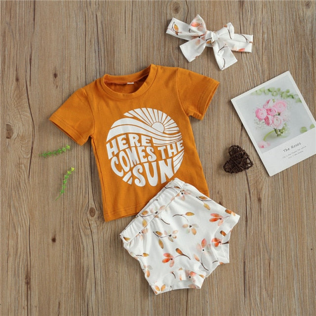 Girls Babies and Kids 3pcs Outfit Short Sleeve Set - Shirtafied