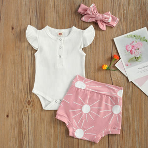 Girls Babies and Kids 3pcs Outfit Short Sleeve Set - Shirtafied