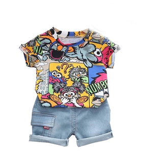 Babies 2 Piece Sesame Street Short Set with Hat - Shirtafied