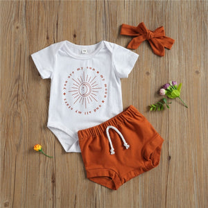 Girls Babies and Kids 3pcs Outfit Short Sleeve Set - Shirtafied