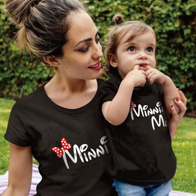 Family Matching Mother and Daughter Mouse Print T Shirt Set - Shirtafied