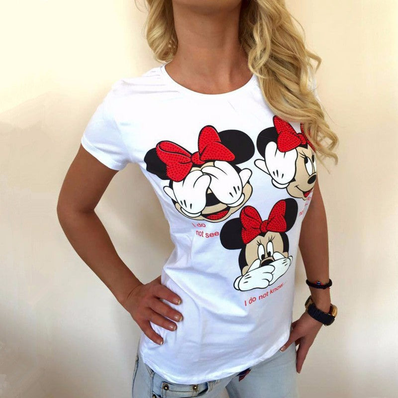 Women's Cartoon Print Character T Shirt - Shirtafied