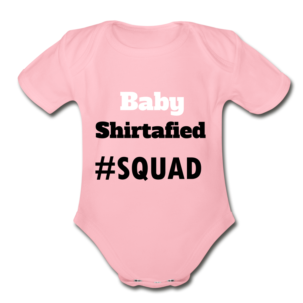 Organic Short Sleeve Hashtag Era Baby Bodysuit - light pink