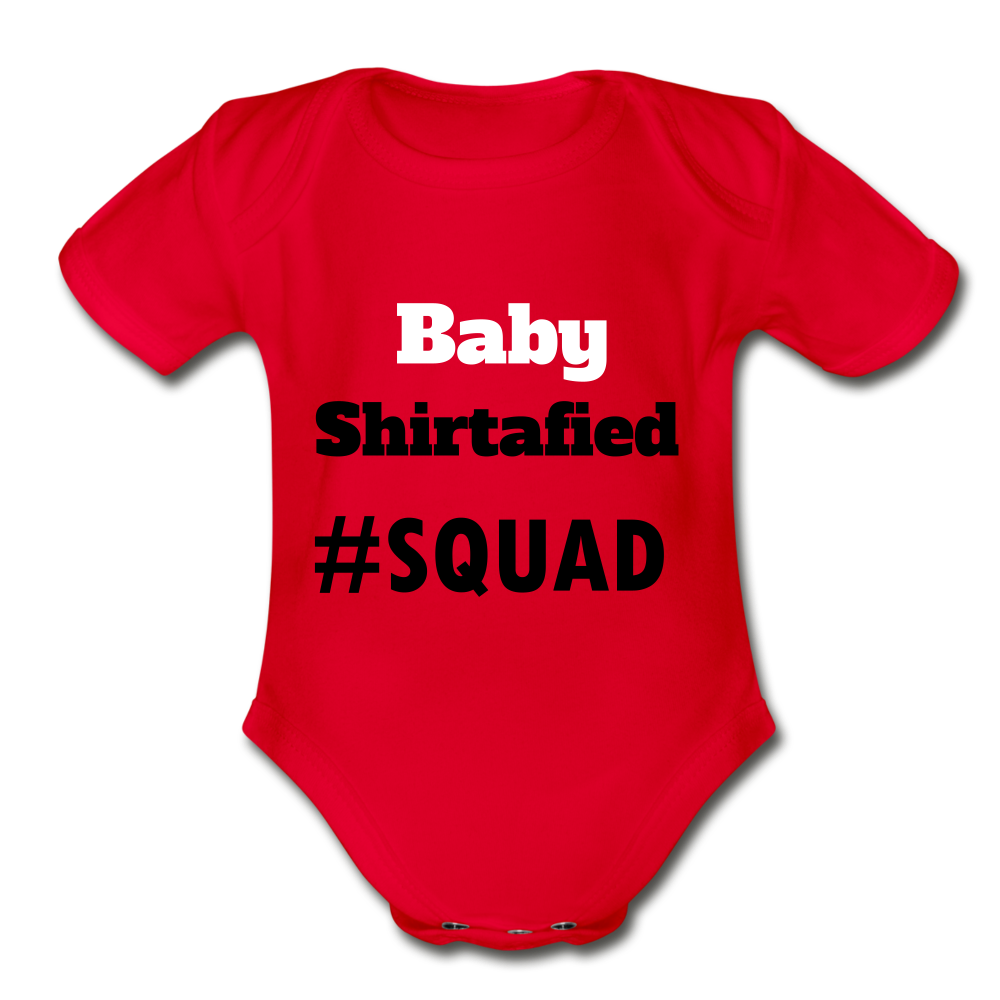 Organic Short Sleeve Hashtag Era Baby Bodysuit - red