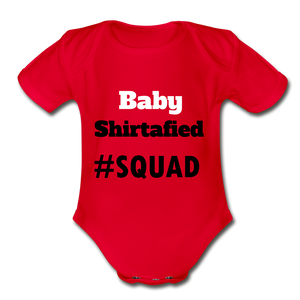 Organic Short Sleeve Hashtag Era Baby Bodysuit - red