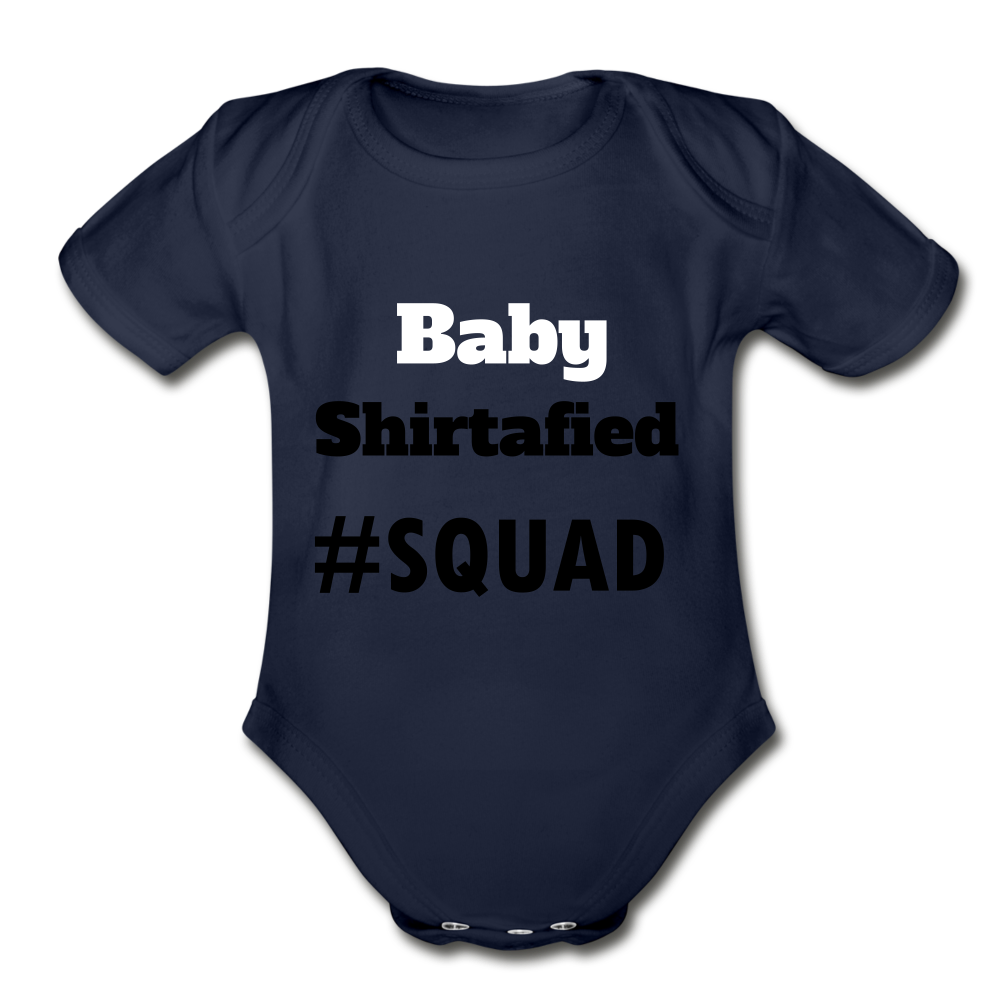 Organic Short Sleeve Hashtag Era Baby Bodysuit - dark navy