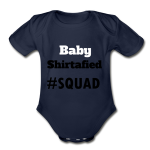 Organic Short Sleeve Hashtag Era Baby Bodysuit - dark navy