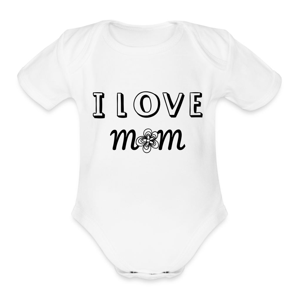 Unisex Organic Short Sleeve Baby Bodysuit - white