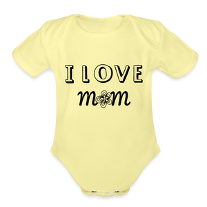 Unisex Organic Short Sleeve Baby Bodysuit - washed yellow