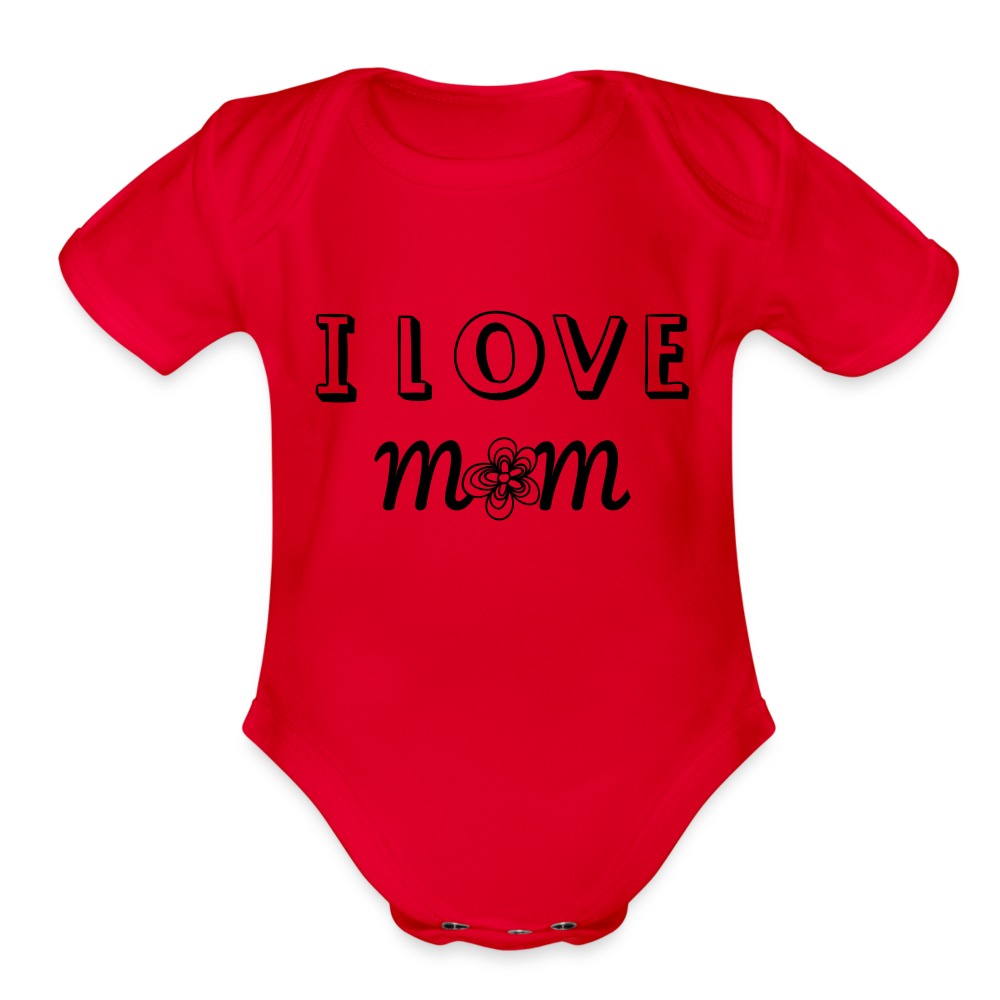 Unisex Organic Short Sleeve Baby Bodysuit - red