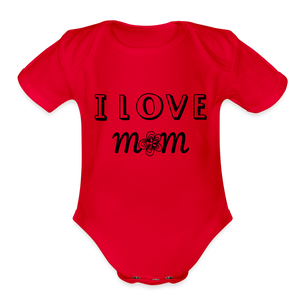 Unisex Organic Short Sleeve Baby Bodysuit - red