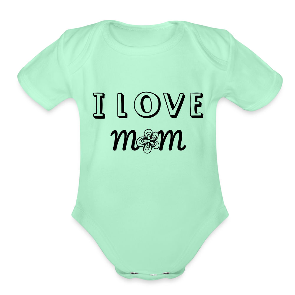 Unisex Organic Short Sleeve Baby Bodysuit - light mint