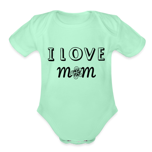 Unisex Organic Short Sleeve Baby Bodysuit - light mint