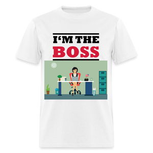 Unisex Classic I'm The Boss Print T Shirt - white