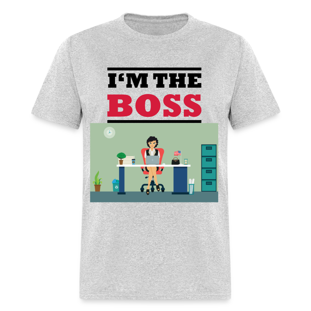 Unisex Classic I'm The Boss Print T Shirt - heather gray