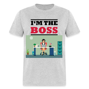 Unisex Classic I'm The Boss Print T Shirt - heather gray