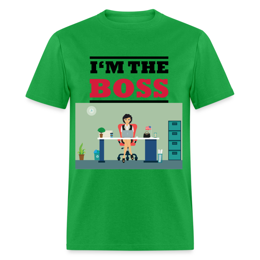 Unisex Classic I'm The Boss Print T Shirt - bright green