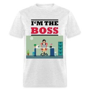 Unisex Classic I'm The Boss Print T Shirt - light heather gray