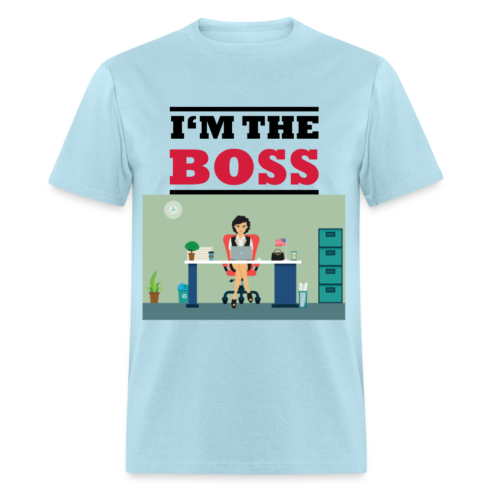 Unisex Classic I'm The Boss Print T Shirt - powder blue