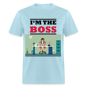 Unisex Classic I'm The Boss Print T Shirt - powder blue