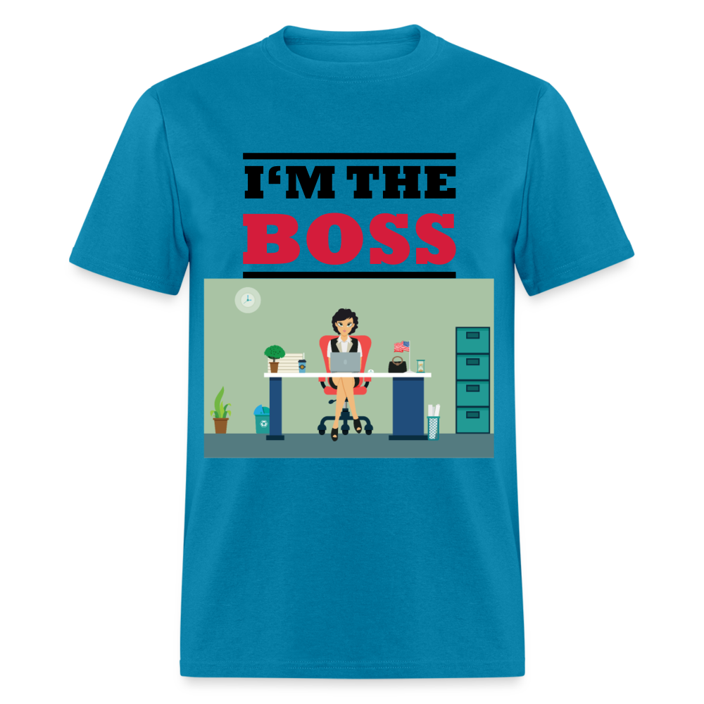 Unisex Classic I'm The Boss Print T Shirt - turquoise