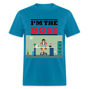 Unisex Classic I'm The Boss Print T Shirt - turquoise