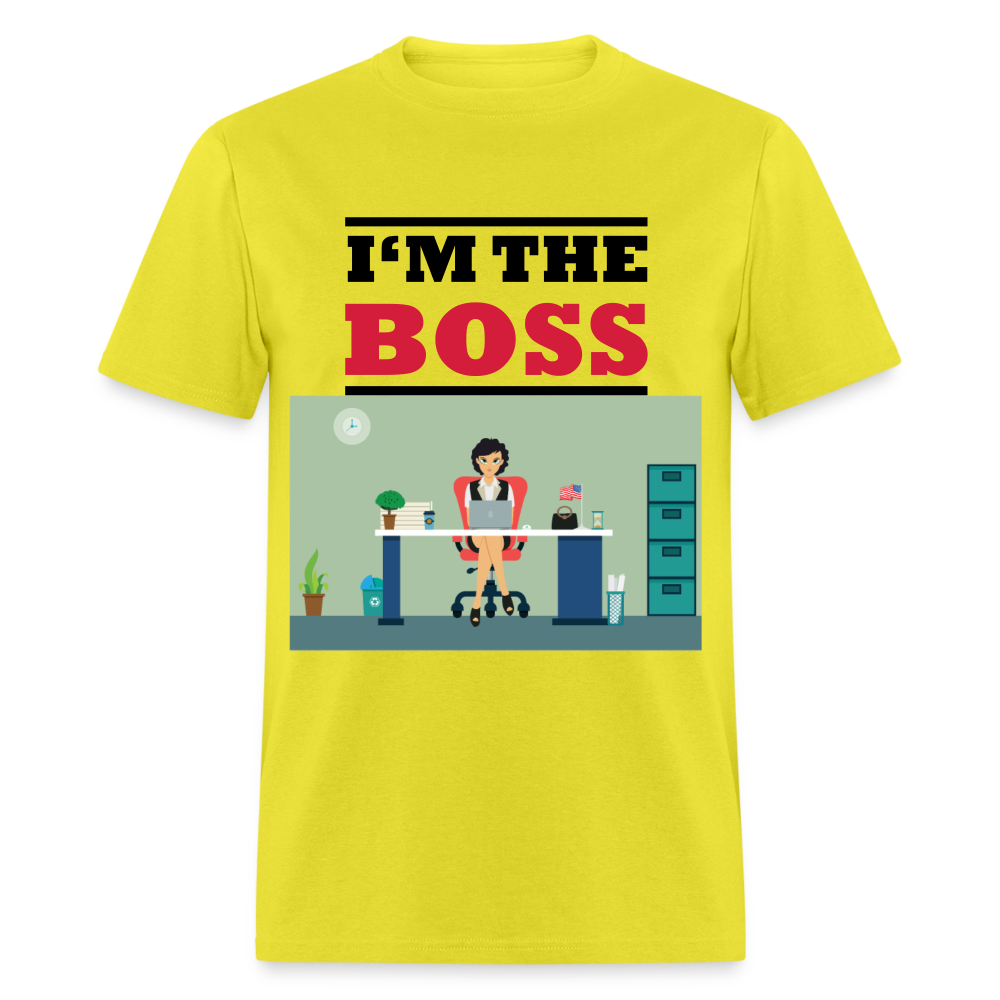 Unisex Classic I'm The Boss Print T Shirt - yellow