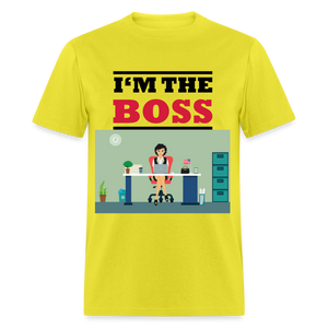 Unisex Classic I'm The Boss Print T Shirt - yellow