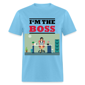 Unisex Classic I'm The Boss Print T Shirt - aquatic blue