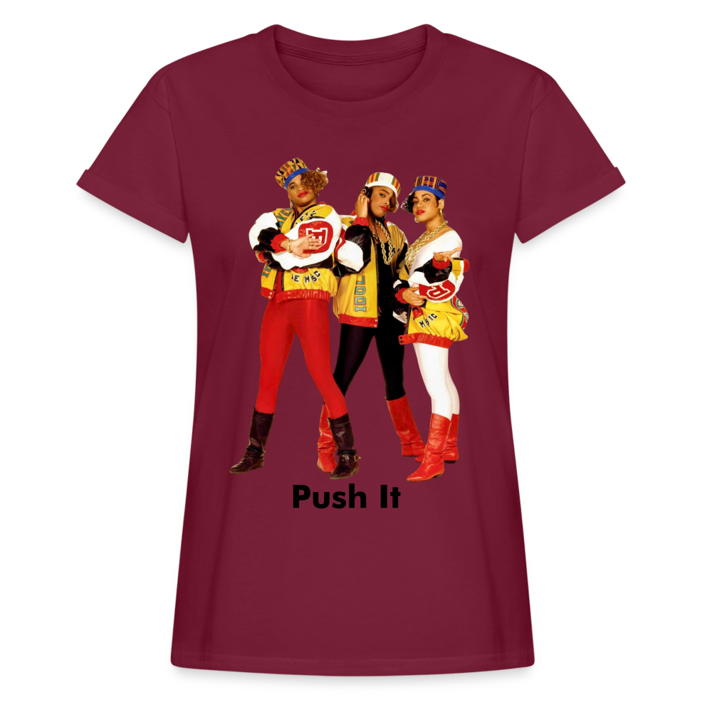 Women's Relaxed Fit Hip Hop T Shirt - burgundy