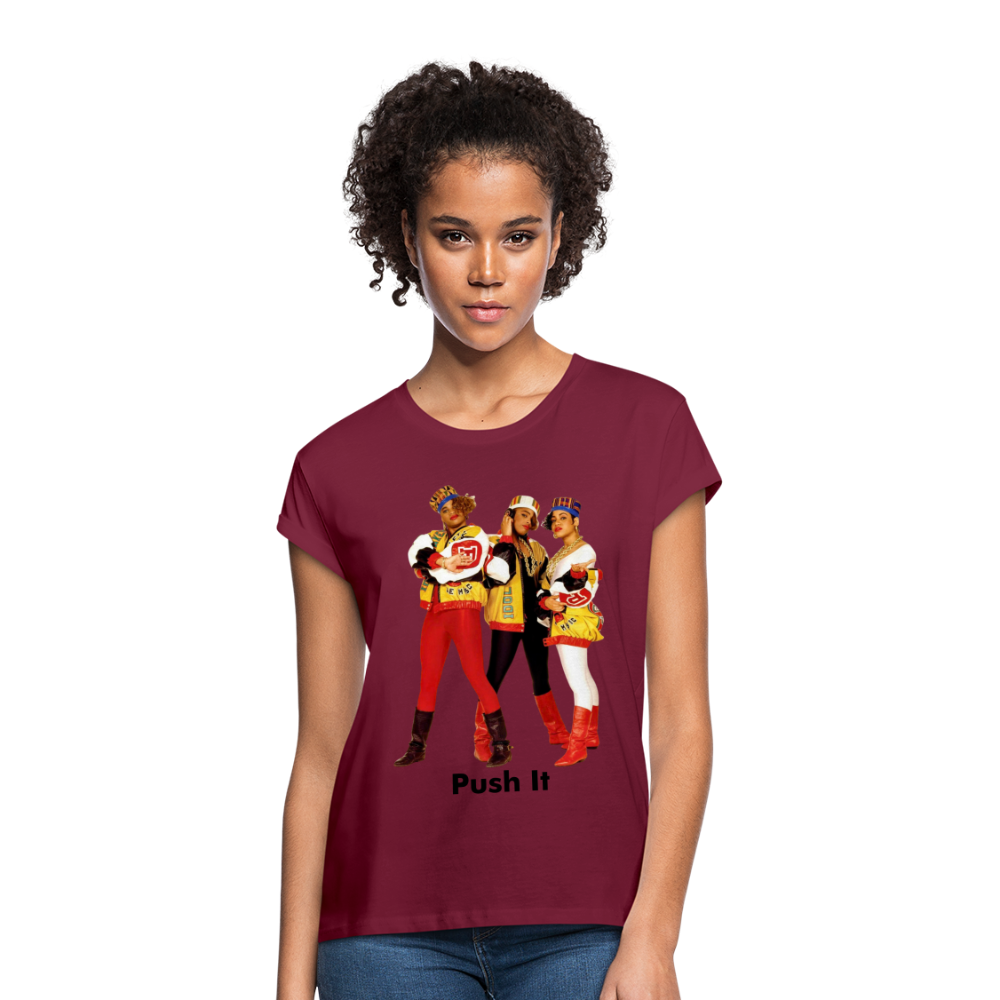 Women's Relaxed Fit Hip Hop T Shirt - burgundy