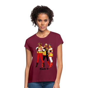 Women's Relaxed Fit Hip Hop T Shirt - burgundy