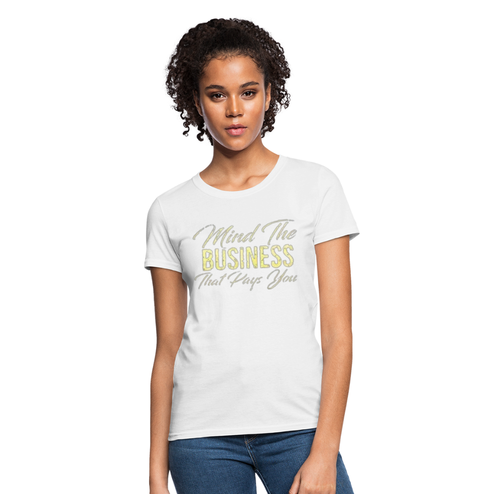 Women's Fruit of The Loom Business Print T Shirt - white