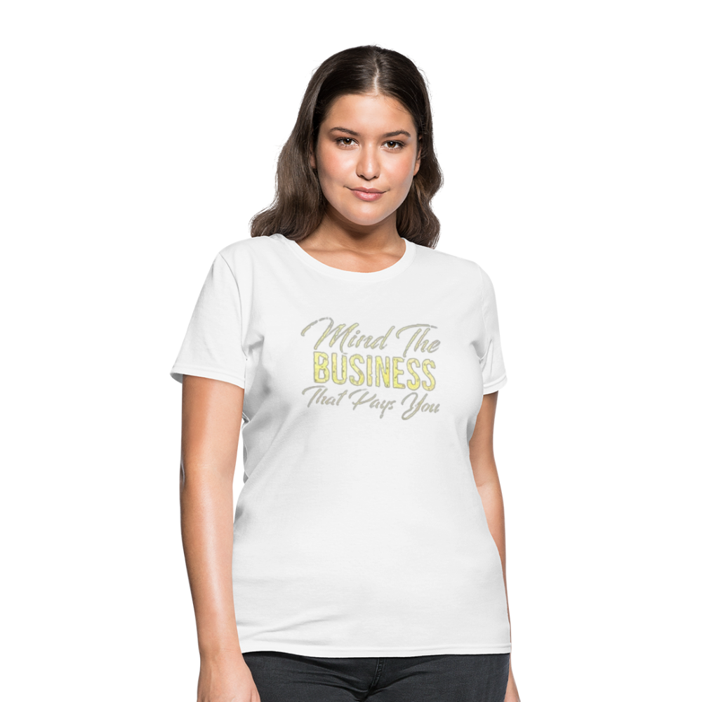 Women's Fruit of The Loom Business Print T Shirt - white