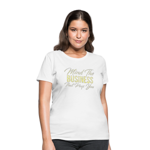 Women's Fruit of The Loom Business Print T Shirt - white