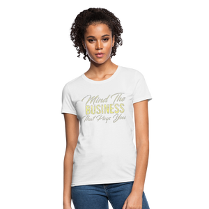 Women's Fruit of The Loom Business Print T Shirt - white