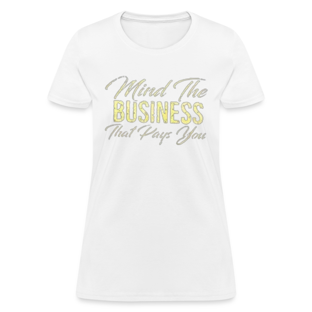 Women's Fruit of The Loom Business Print T Shirt - white