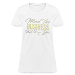 Women's Fruit of The Loom Business Print T Shirt - white