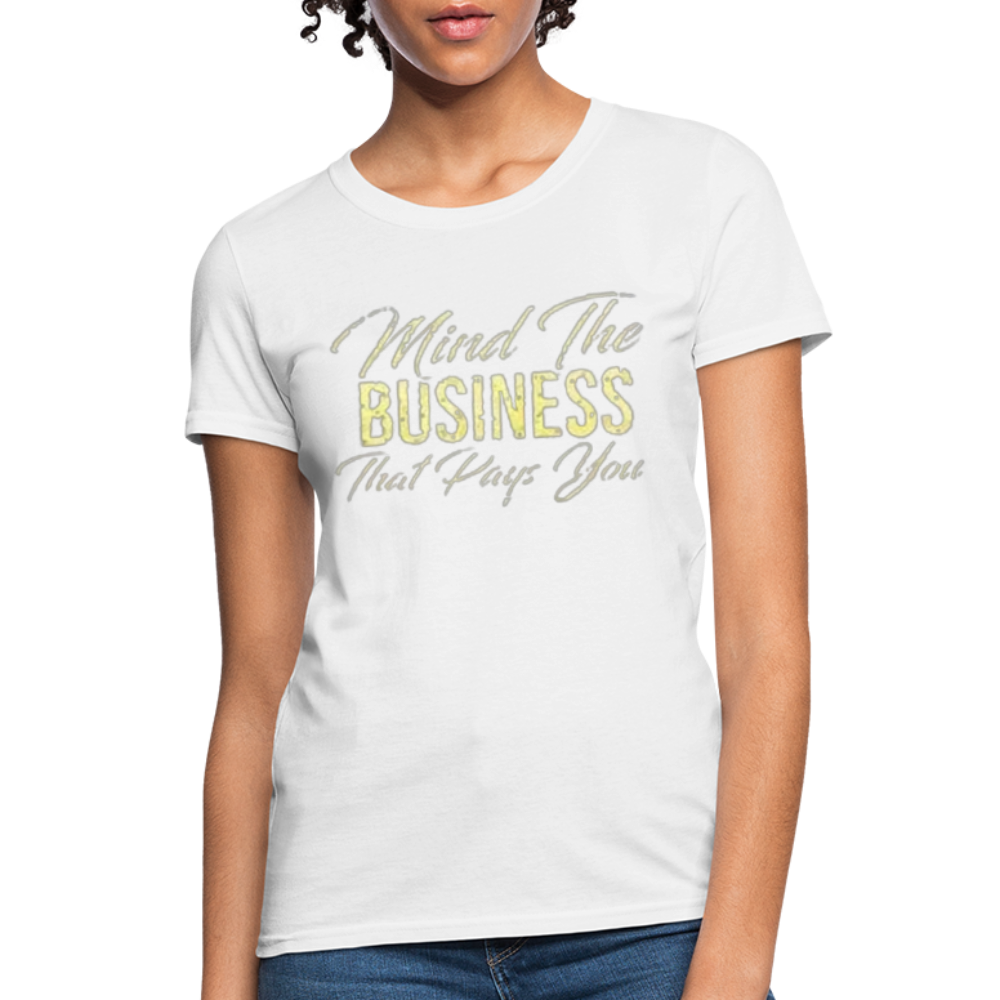 Women's Fruit of The Loom Business Print T Shirt - white