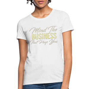 Women's Fruit of The Loom Business Print T Shirt - white