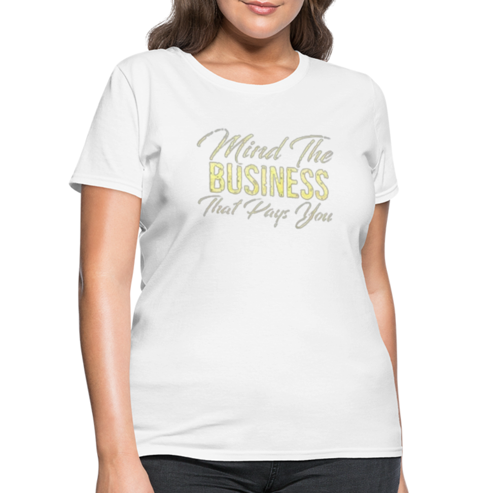 Women's Fruit of The Loom Business Print T Shirt - white