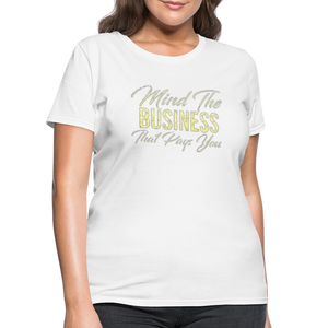 Women's Fruit of The Loom Business Print T Shirt - white