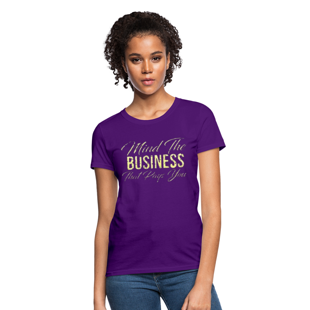 Women's Fruit of The Loom Business Print T Shirt - purple