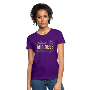 Women's Fruit of The Loom Business Print T Shirt - purple