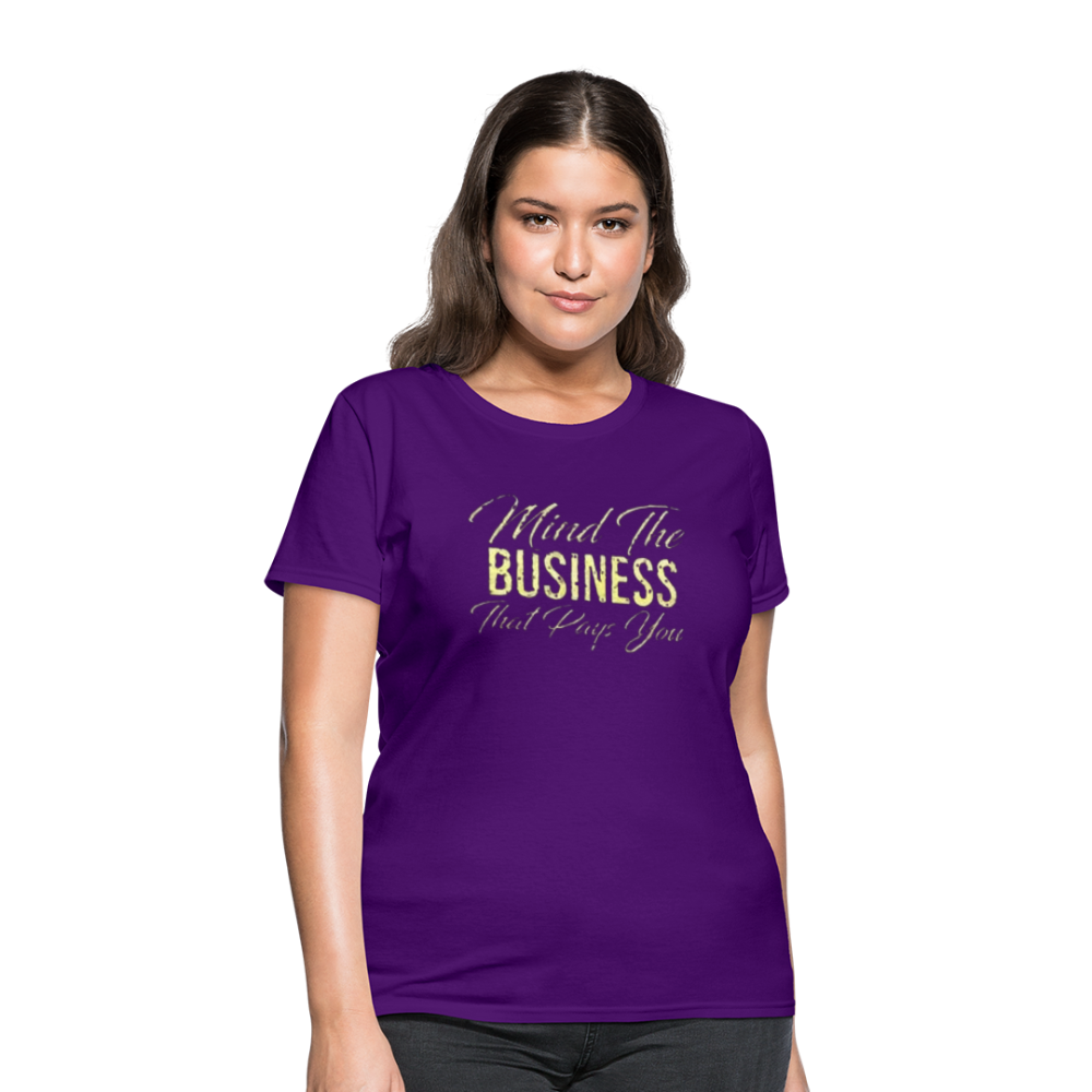 Women's Fruit of The Loom Business Print T Shirt - purple