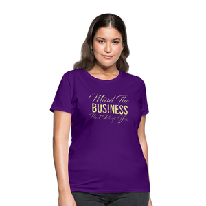 Women's Fruit of The Loom Business Print T Shirt - purple