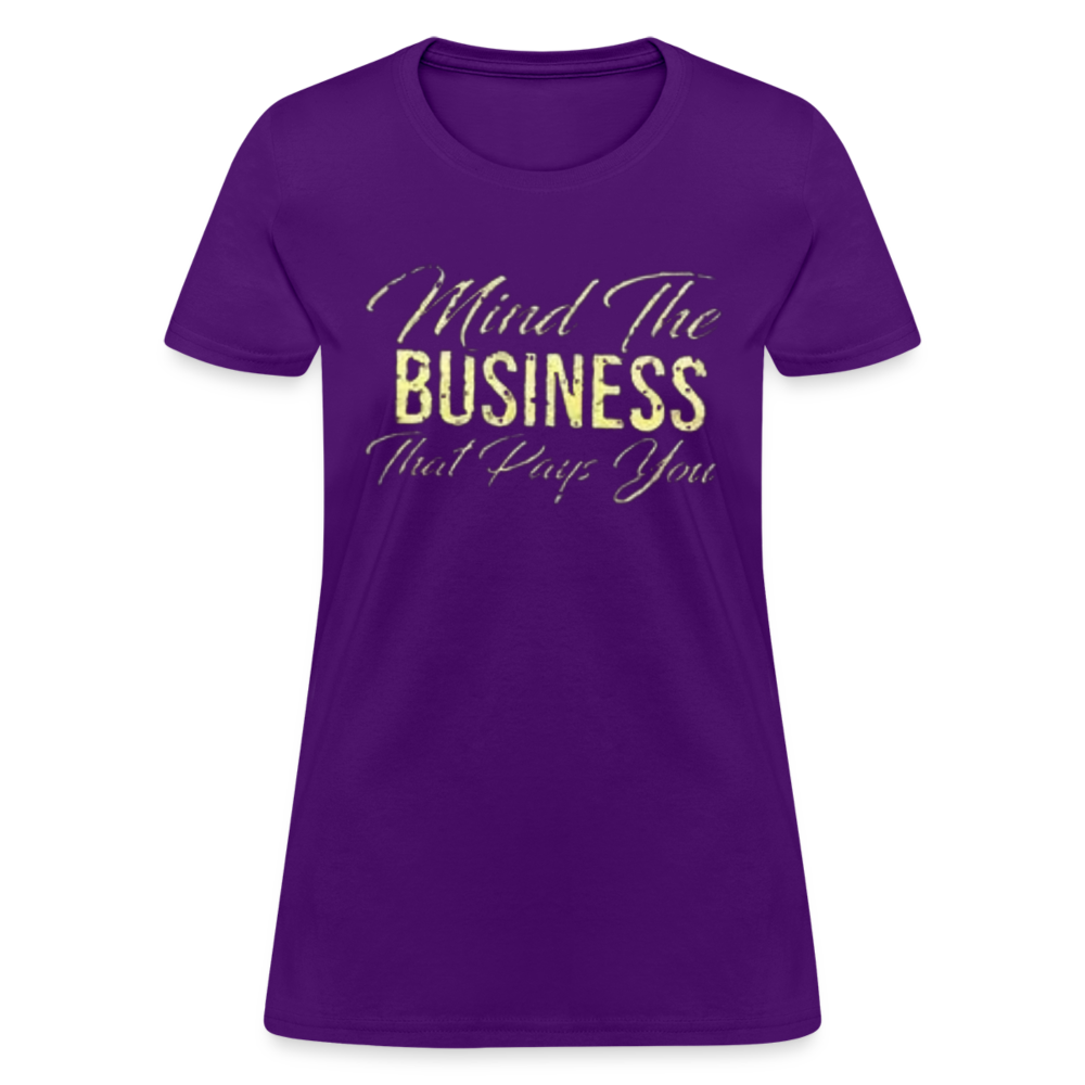 Women's Fruit of The Loom Business Print T Shirt - purple