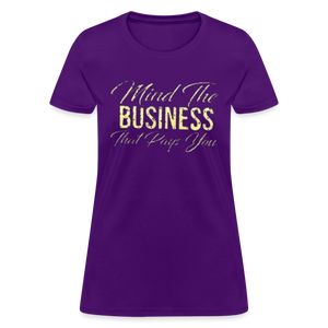 Women's Fruit of The Loom Business Print T Shirt - purple