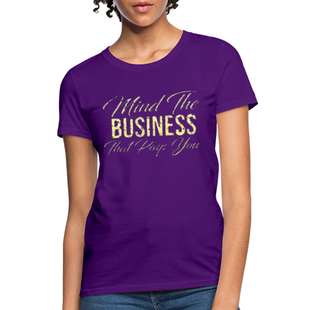 Women's Fruit of The Loom Business Print T Shirt - purple