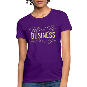 Women's Fruit of The Loom Business Print T Shirt - purple